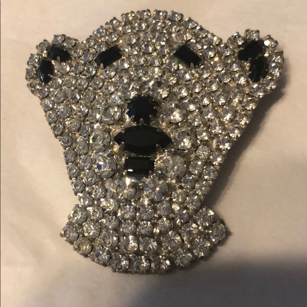 Rhinestone Polar Bear Brooch
